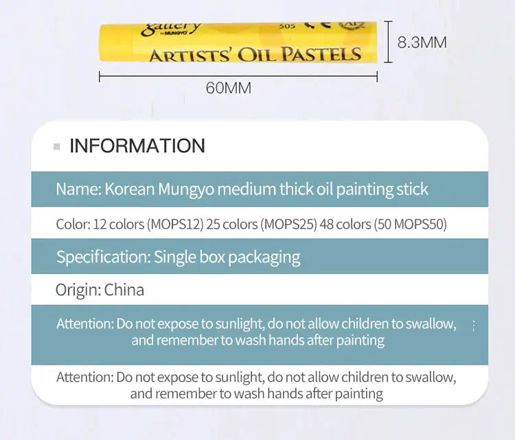 Mungyo artist oil pastel stick in yellow color from Simples Market art supply