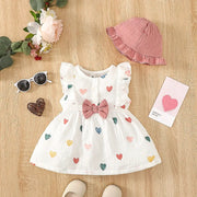 Two Piece Dress Set For Newborn Baby Girl With Love Print Sleeveless Dress And Hat Summer Fashion 0 To 9 Months