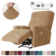 Simples Market recliner sofa cover 4-piece set in tan stretch-spandex fabric