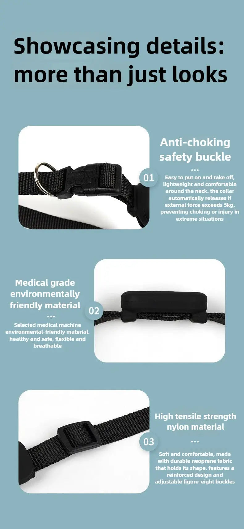Simples Market pet GPS tracking collar with waterproof real-time tracking and anti-lost design, black nylon strap