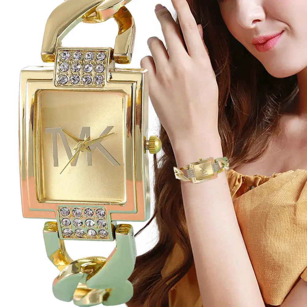 Luxury Brand Womens Square Quartz Watch With Metal Strap Elegant Minimalist Design For Women