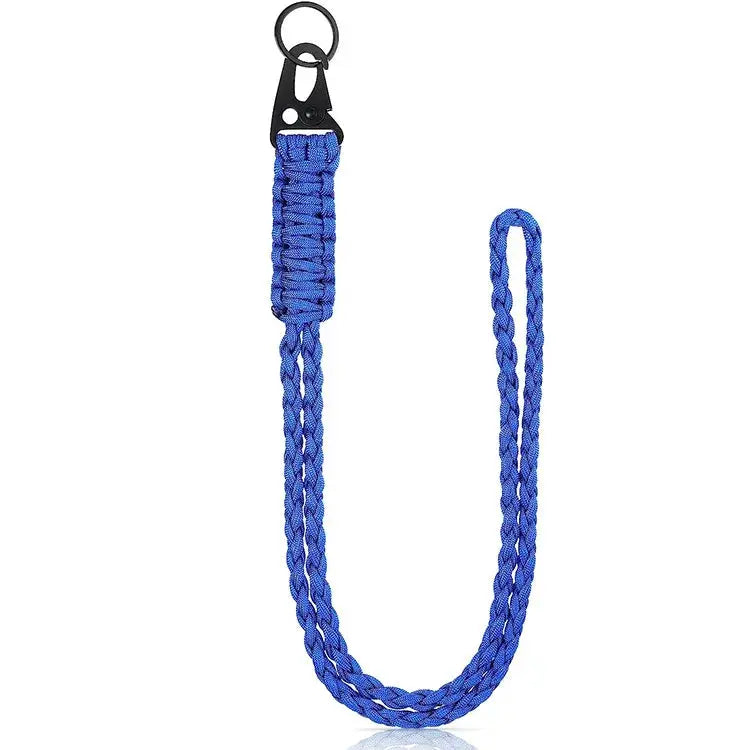 Simples Market heavy-duty blue paracord lanyard with metal clip and key ring
