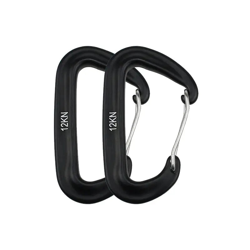 12KN black D-shaped climbing carabiners set of two with wire gates