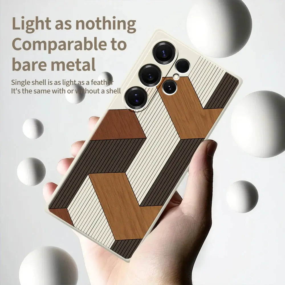 Geometric wood-pattern phone case for Samsung Galaxy S26 Ultra by Simples Market