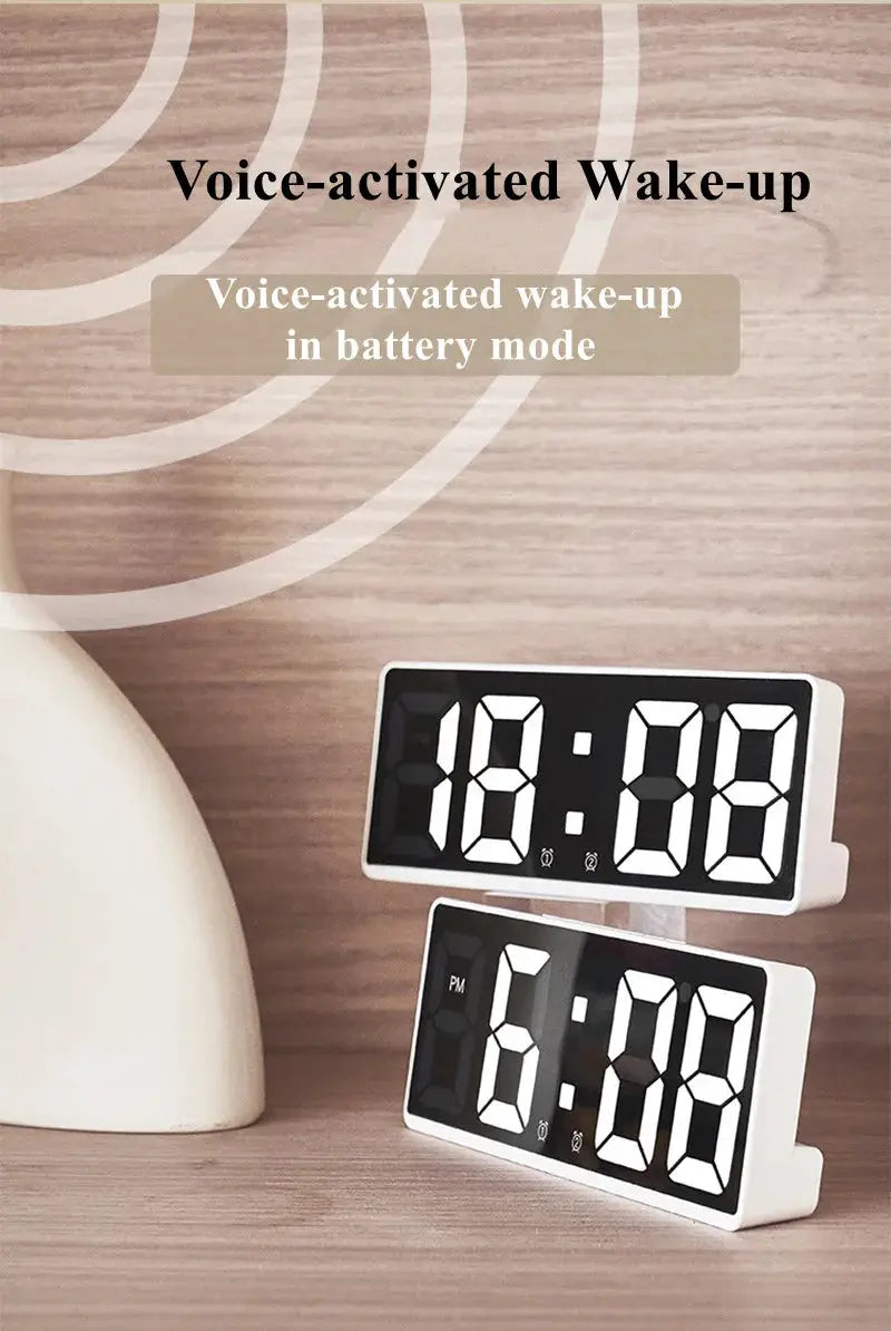 Simples Market acrylic digital alarm clocks, white frames, 2-pack with large LED displays