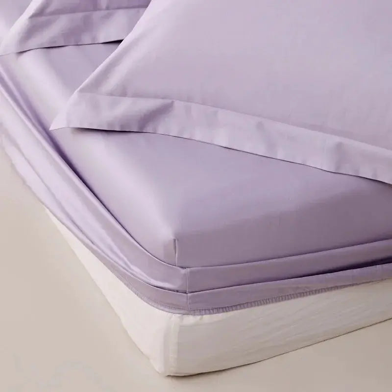 Egyptian cotton fitted sheet in lavender by Simples Market; ultra soft, 800TC, fits single to king beds