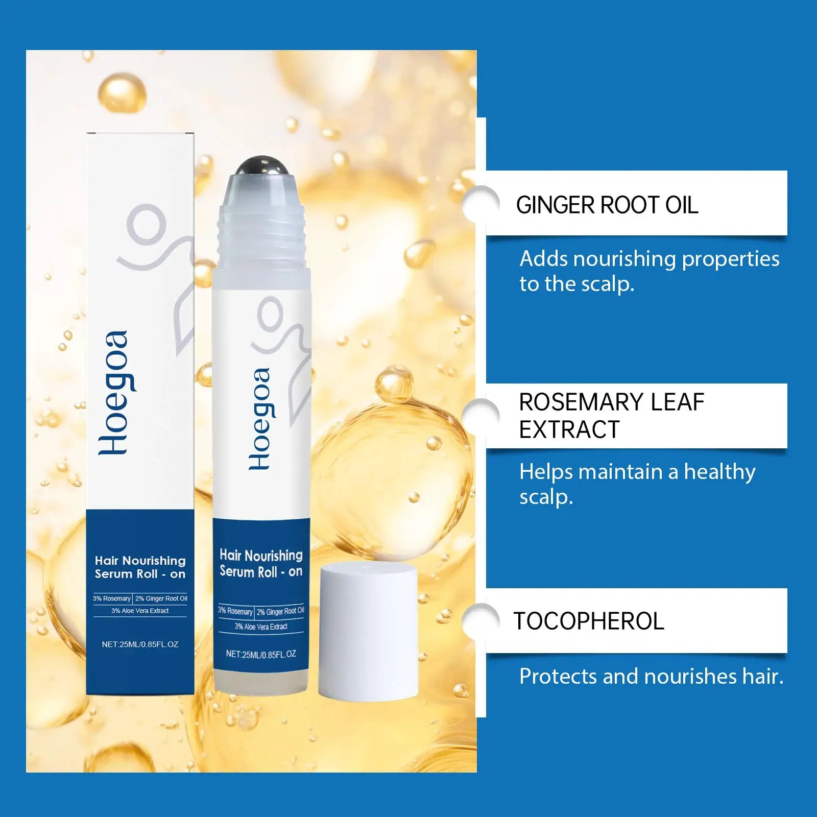 Rosemary Hair Nourishing Serum Roll-on Growth Roller Increase Hair Density Nourish Improves Scalp Health Hair Essence Care 25ml