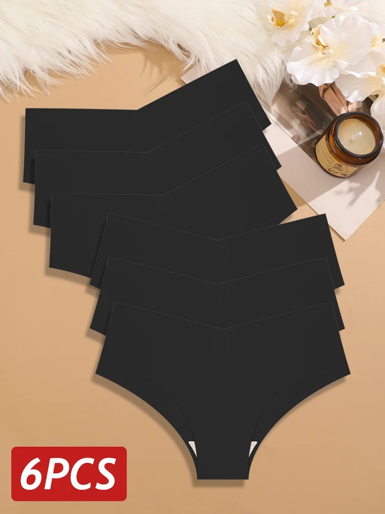 SilkSoft Ice Silk Seamless Panties Six Pack Ultra Thin Breathable V Waist Low Rise Women Underwear