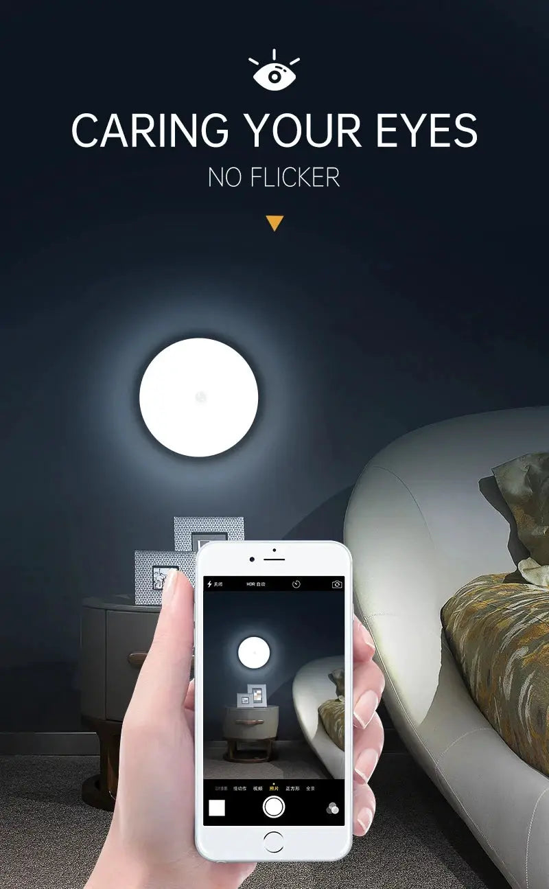 Motion Sensor PIR LED Ceiling Lamp, white round ceiling light with body induction and smartphone control