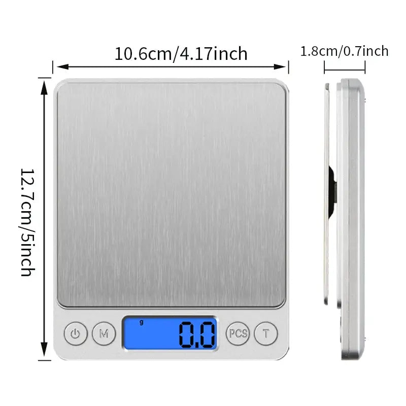 EverWeigh PrecisionGem Mini Digital Scale 3kg 0.1g For Jewelry Kitchen Baking Blue Backlit LCD