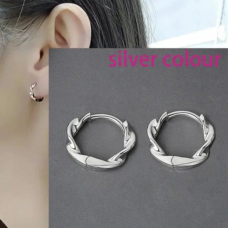 925 Sterling Silver Star Hoop Earrings For Women And Girls Trendy Original Hip Hop Style Jewelry Gift