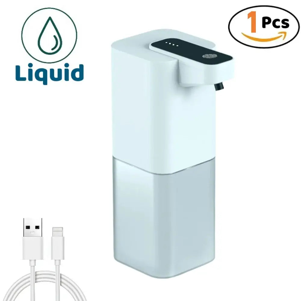 Automatic Liquid Soap Dispenser by Simples Market, touchless USB-rechargeable with infrared sensor, white.