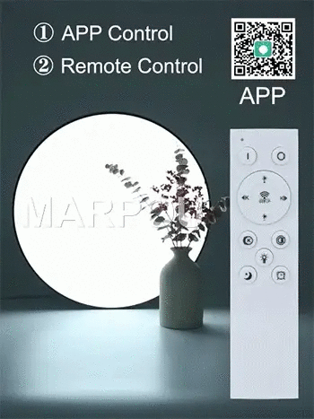 MARPOU round white LED ceiling lamp by Simples Market with app and remote control