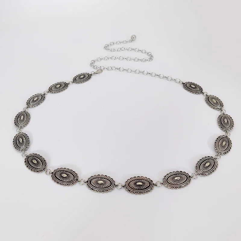 BohoLux Ethnic Waist Chain Belt For Women Bohemian Metal Belt Dress Accessory Retro Look