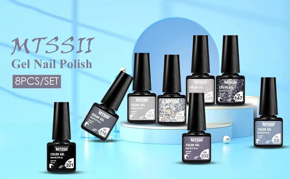 MTSSII gel nail polish color set, 8-piece glittery nail polishes for manicure