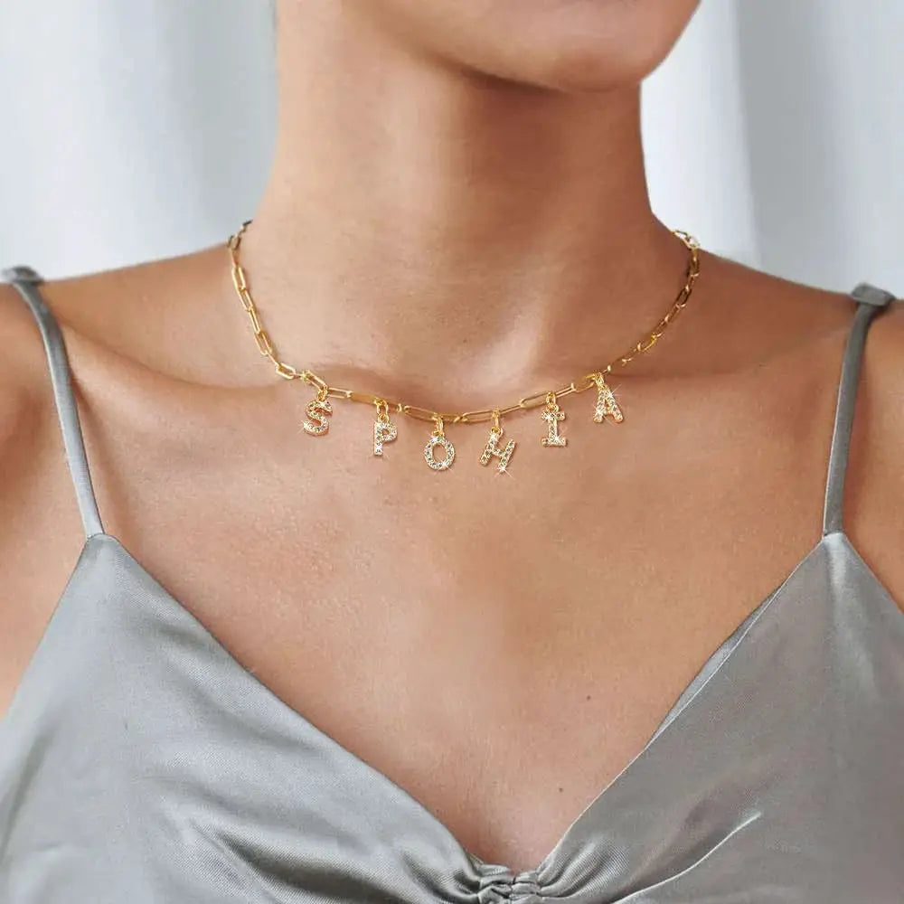 Personalized Initial Name Necklace Stainless Steel Women Alphabet Letter Pendant Gift