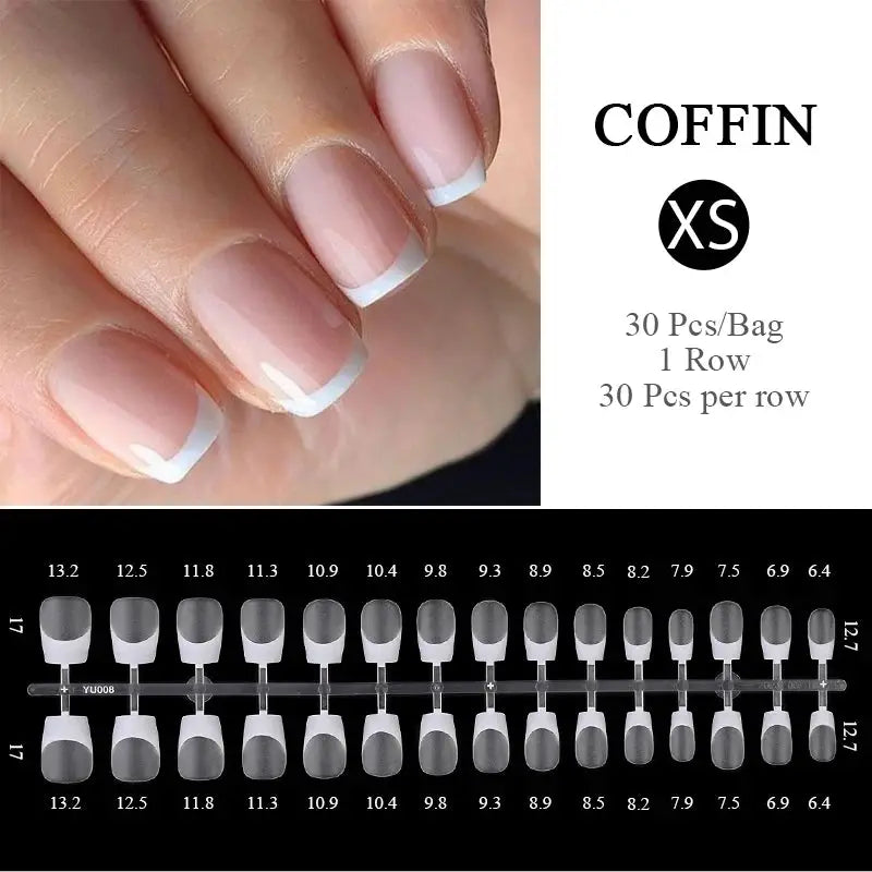 GlamNail Matte Nude Press On Nails Full Cover Easy Quick Extension 30 Piece Set For At Home Manicure