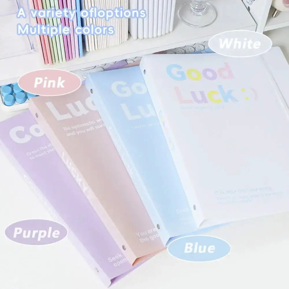 INS Style A4 file folders set by Simples Market, transparent detachable data books in pink, purple, blue, white, 4 pieces
