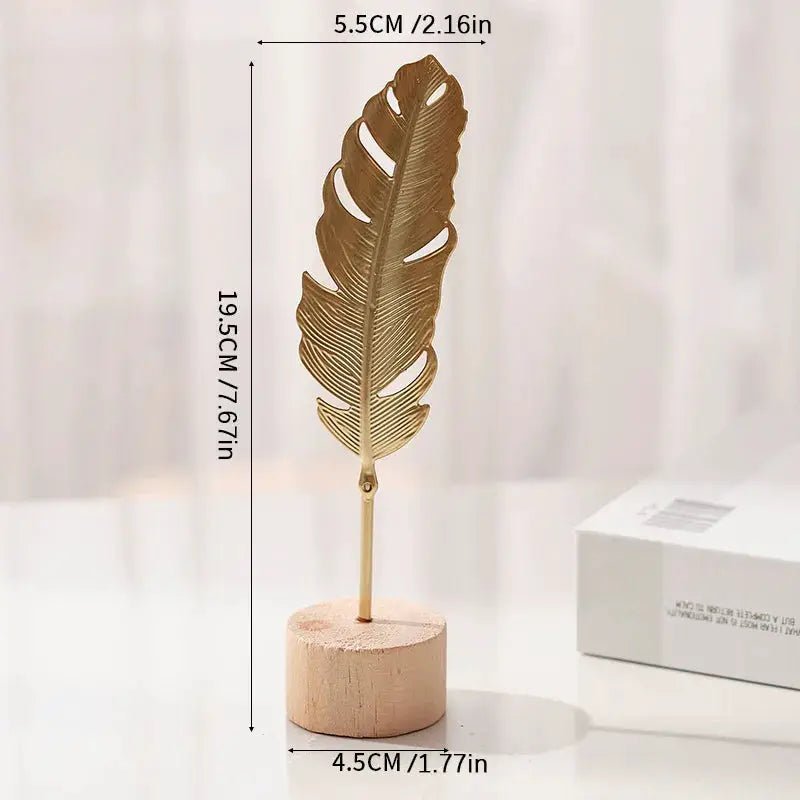 Nordic Style Iron Ginkgo Leaf Ornament 1 Piece Luxury Metal Home Decor for Living Room Foyer and Wine Cabinet - Simples Market