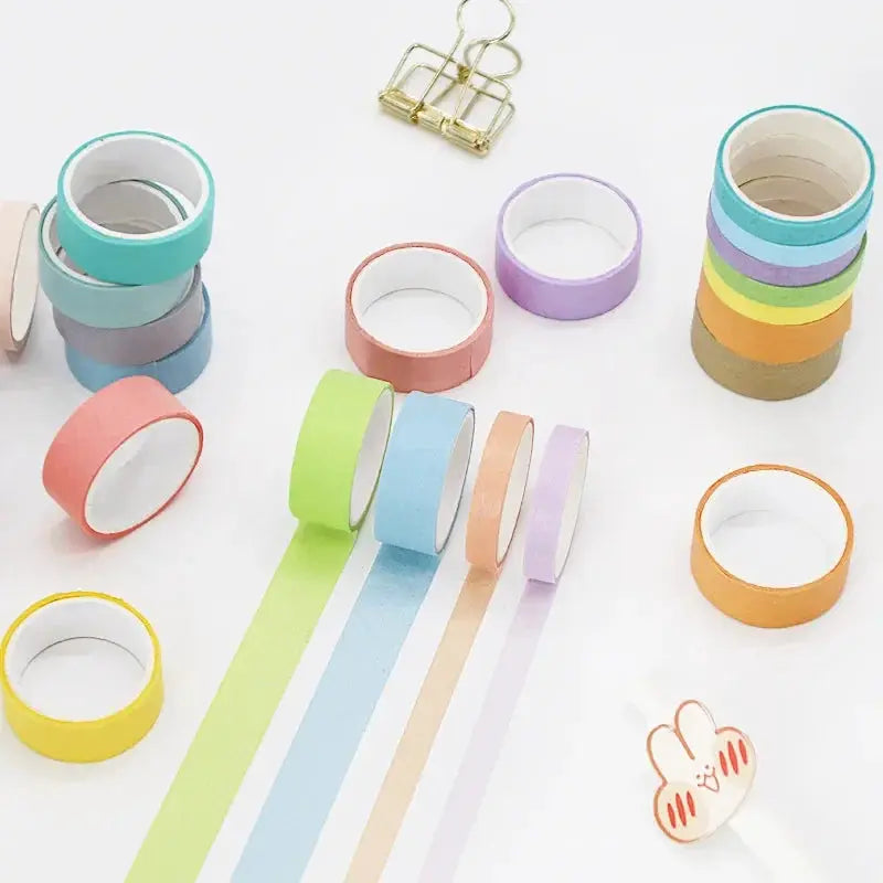 Simples Market rainbow solid-color masking washi tape set with multiple rolls for crafts and scrapbooking