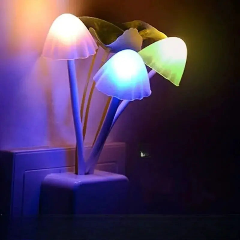 Lumina Mushroom Night Light With Auto Sensor 3 Color LED Lamp For EU And US 220V Plugs