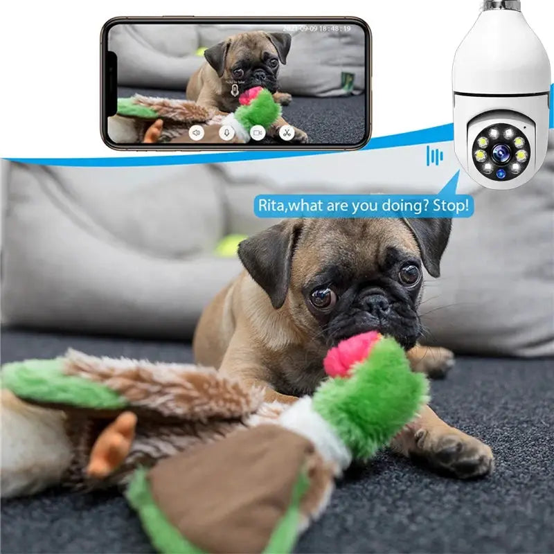 Bulb-style 1080P HD surveillance camera (E27) white for indoor/outdoor security with WiFi