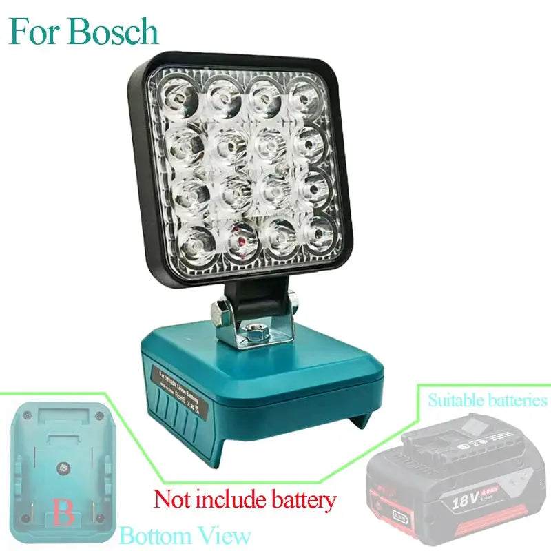 LED Flashlight Compatible With Makita DeWalt Milwaukee Bosch Ryobi Lithium Battery Packs Working Light For Camping
