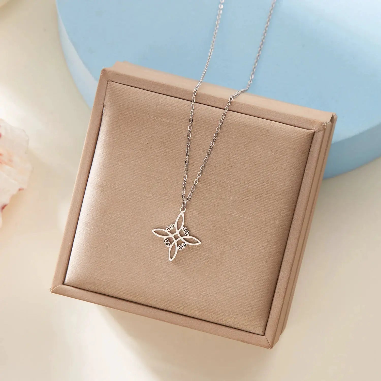 Skyrim Wicca Witchcraft Witch Knot Necklace Stainless Steel Pendant For Women Jewelry