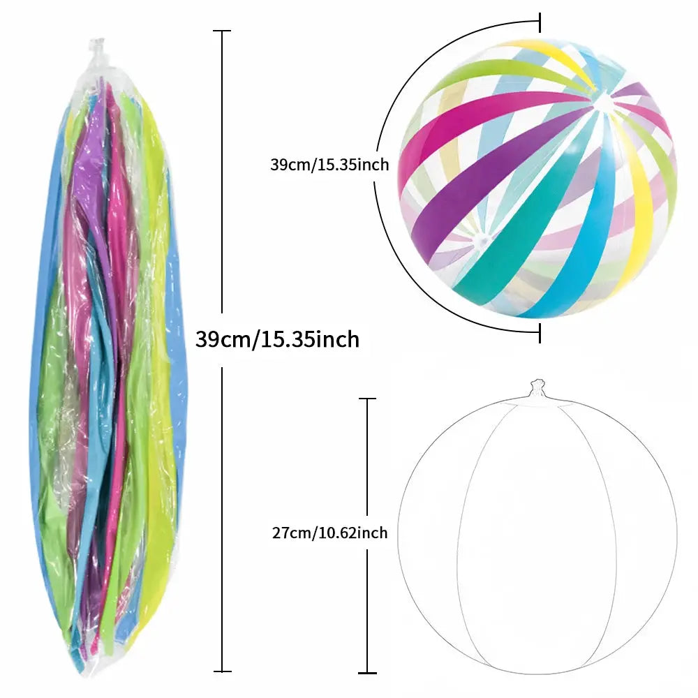 Transparent Colorful Stripe Inflatable Beach Ball PVC Pool Toy For Parties Hawaiian Summer Decor Water Toys