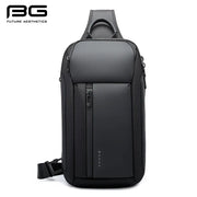BANGE waterproof chest bag, black crossbody with vertical front pocket and large capacity