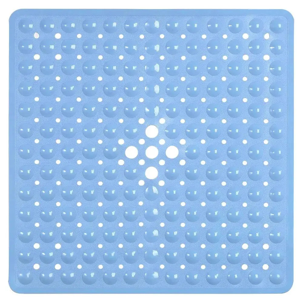 Shower mat by Simples Market, blue PVC with suction cups, 53x53 cm anti-slip bath mat