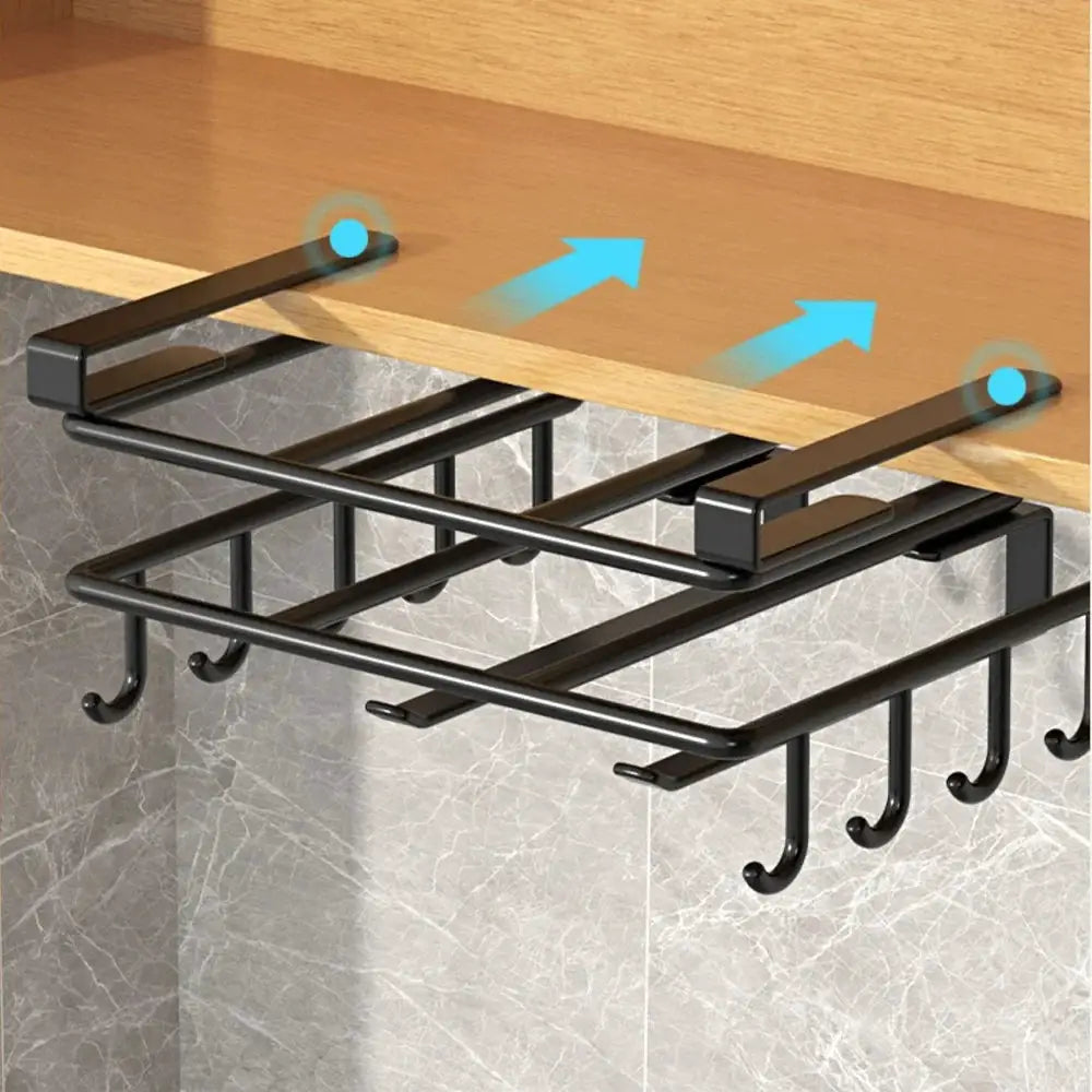 KitchenZen Under Cabinet Hanging Organizer Rack For Kitchen Storage Ideal For Cutting Boards Paper Towels Rags And More