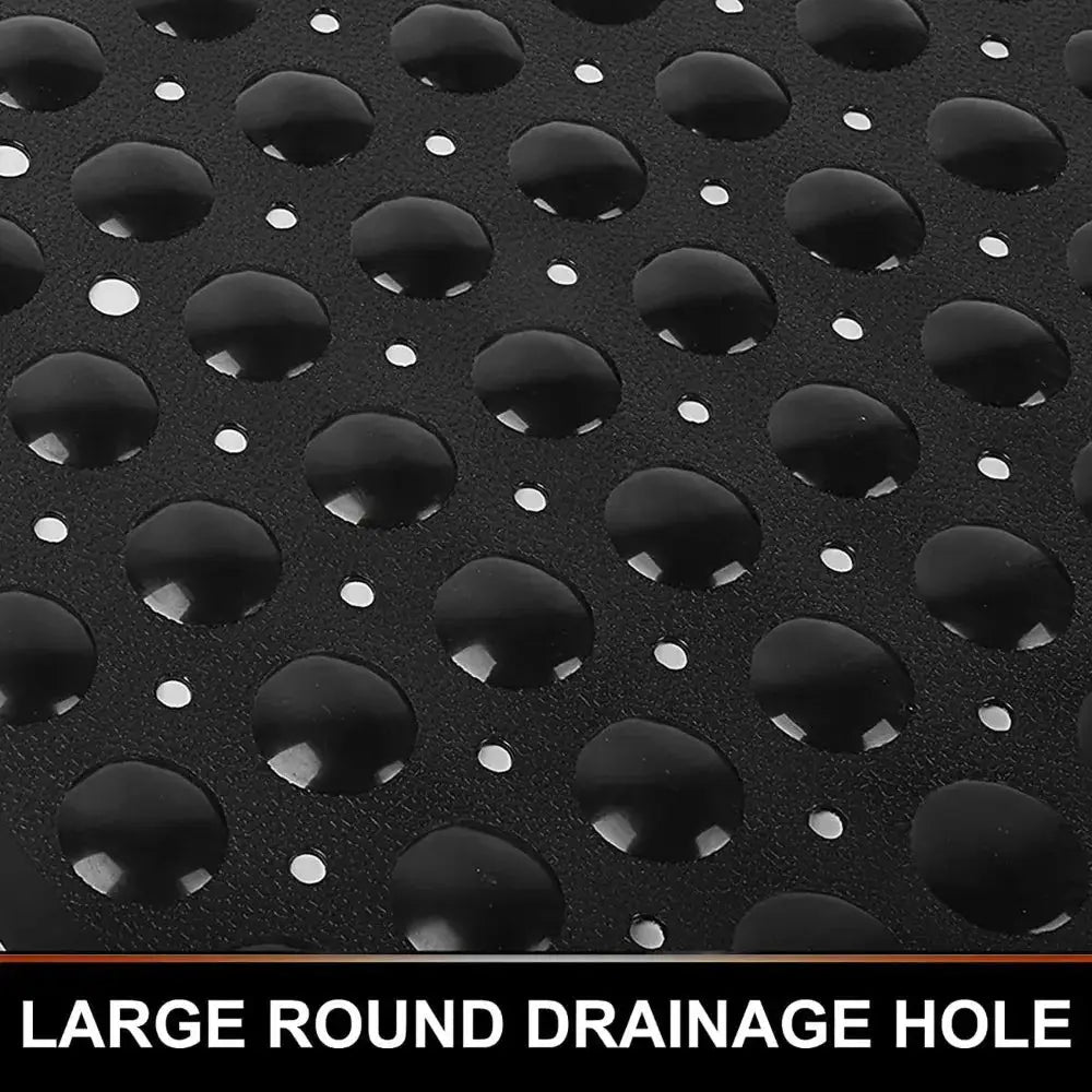 Shower mat 53x53cm, black PVC anti-slip square bath mat with suction cups