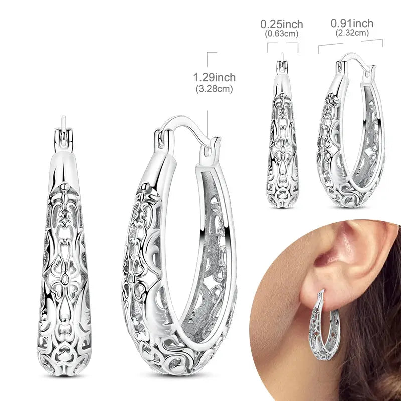 925 Sterling Silver Hoop Earrings Hypoallergenic Zirconia Hoops For Women Girls High Quality Fashion Jewelry