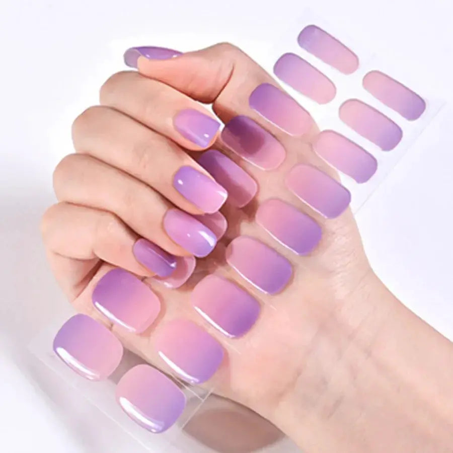 NailLux Semi Cured Nail Wraps For 16 To 20 Tips Easy Full Cover Adhesive Press On Nails Gel Finish UV LED Compatible