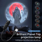 LED Halloween Moon Lamp USB Projector Night Light For Ceiling And Wall Atmosphere Mood Lighting Adjustable