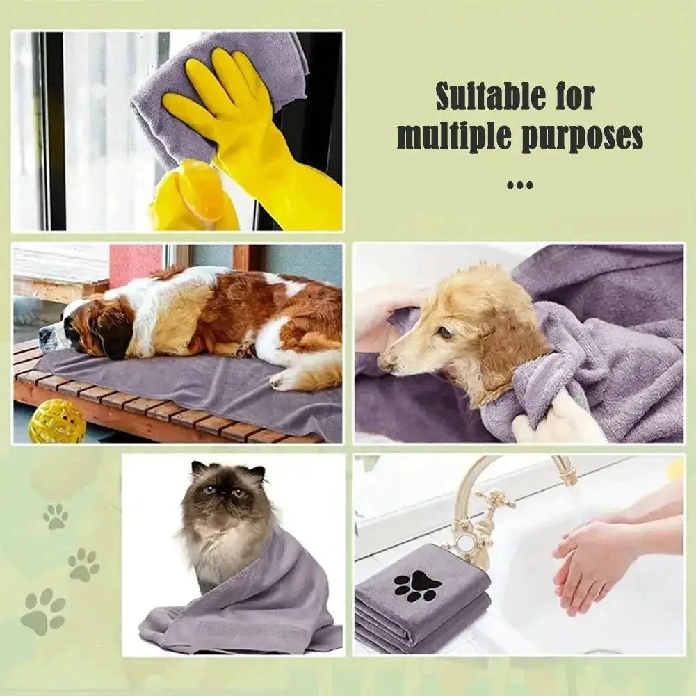 Three Size Options Microfiber Pet Bath Towel Embroidered Super Soft Absorbent for Cats and Dogs Grooming Supplies