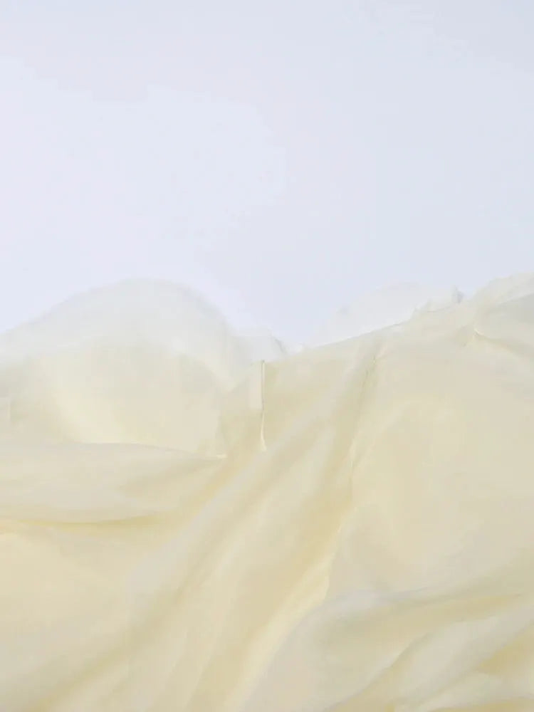 Twotwinstyle Elegant Patchwork Ruffles Chiffon Blouse O Neck Lantern