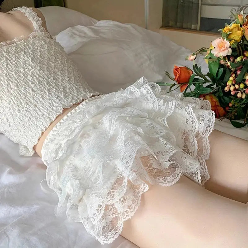 Korean Chic Women Casual Shorts Breathable Lightweight Lace Knit For All Day Comfort