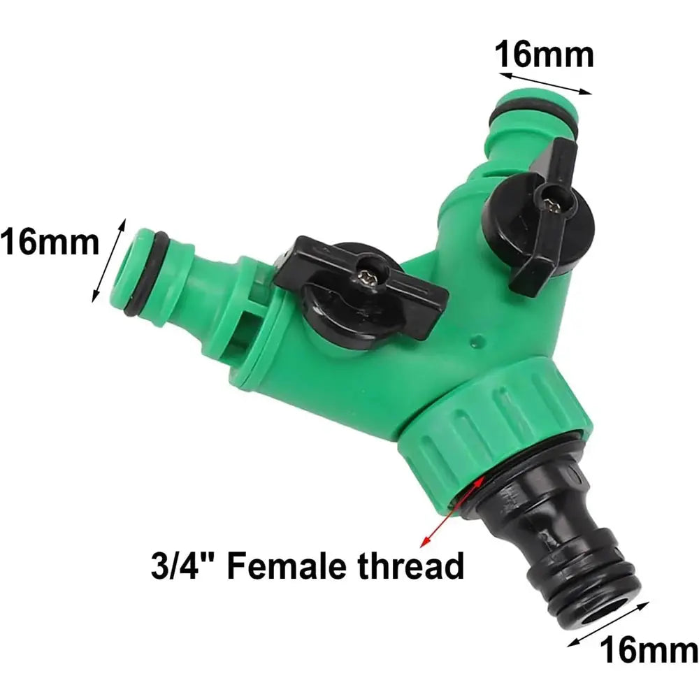 Y Shape Garden Hose Splitter Valve Three Way Connector With Switch For Independent Outlet Watering And Planting