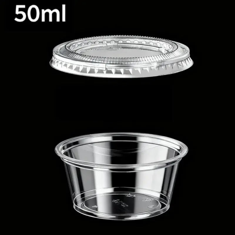Clear Plastic Sauce Jars With Lids Set 50 To 200 Pcs Small Sauce Cups Disposable Food Containers For Kitchen Storage