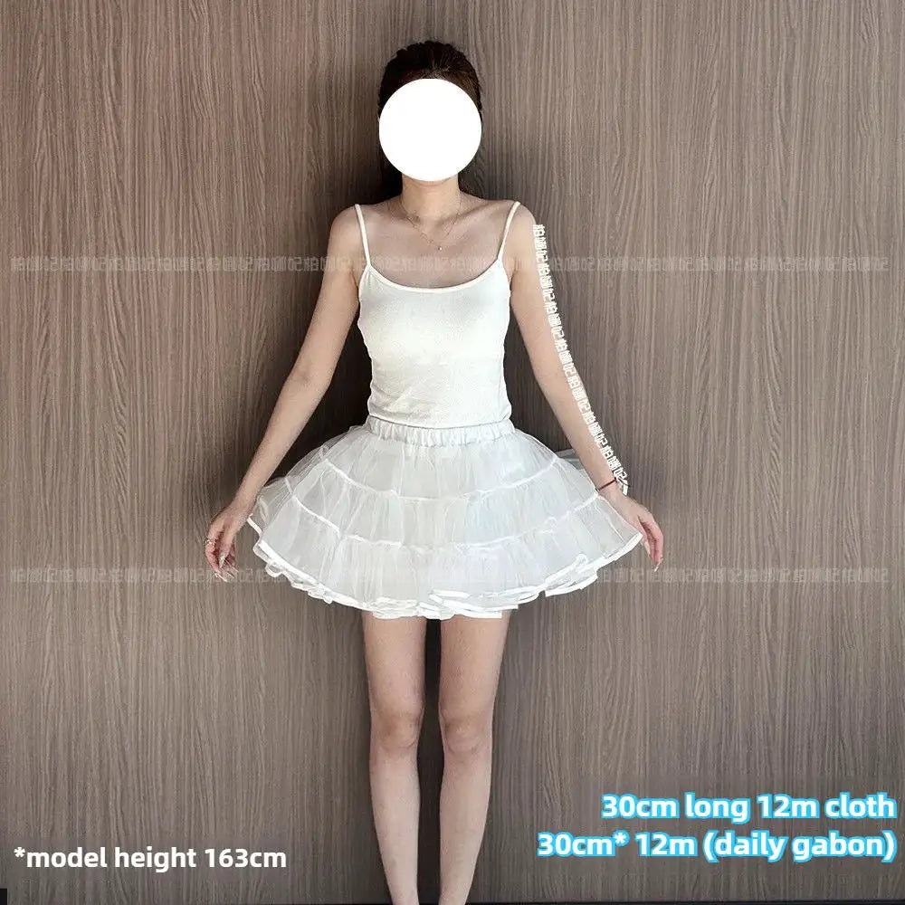 Lolita Petticoat 35cm white crinoline underskirt with fluffy mesh tiers