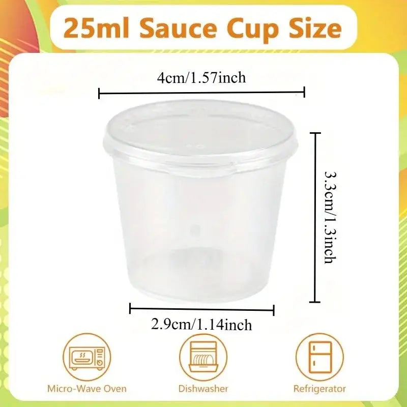 Clear Plastic Sauce Jars With Lids Set 50 To 200 Pcs Small Sauce Cups Disposable Food Containers For Kitchen Storage