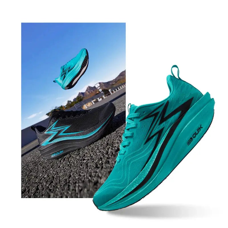 361 Degrees Flame 4.0 MIX running shoes in teal with a black zigzag side stripe