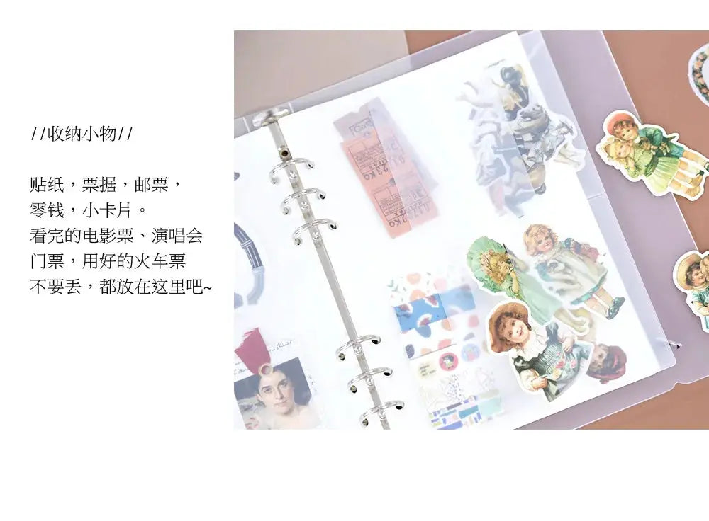 Binder zipper folders, transparent A5/A6, 5Pcs for 6-ring binders, Simples Market
