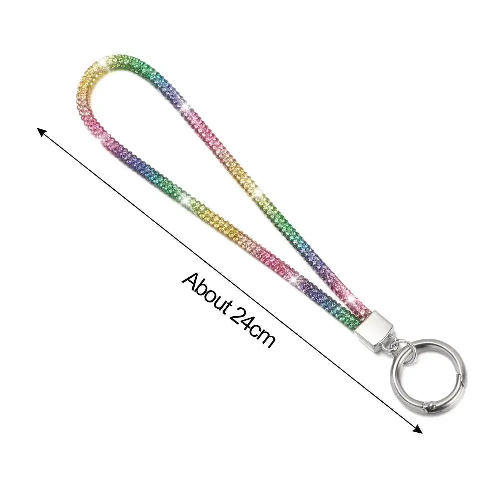 Glitter Rhinestone Phone Lanyard Crystal Wrist Strap Anti Lost Keychain Hanging Accessory For Secure Phone