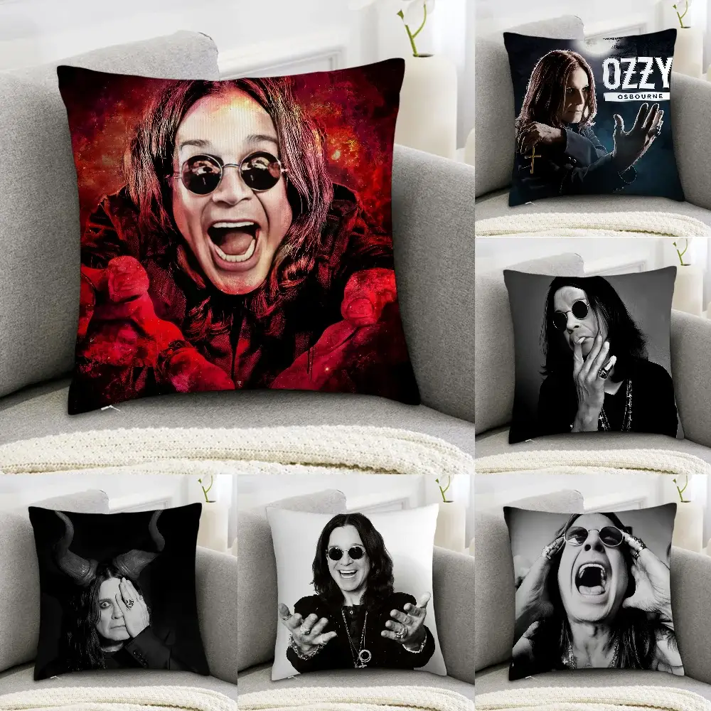 O-OZZY OSBOURNE pillow covers, six square decorative cushions with double-sided Ozzy prints in red and grayscale