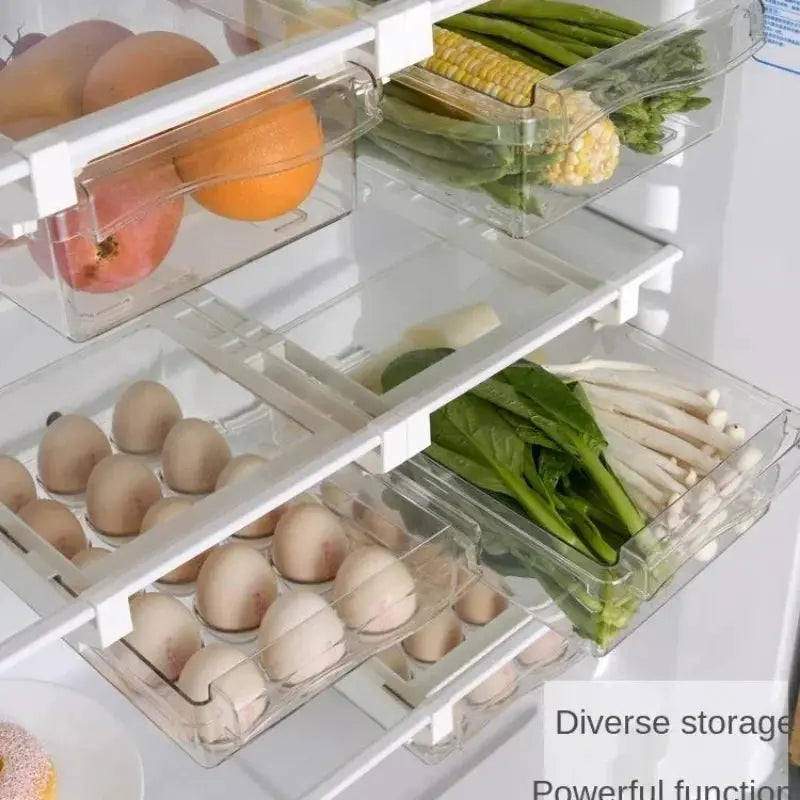 Refrigerator Drawer Style Food Storage Box With Sliding Design For Fruit And Produce Shelf Organizer