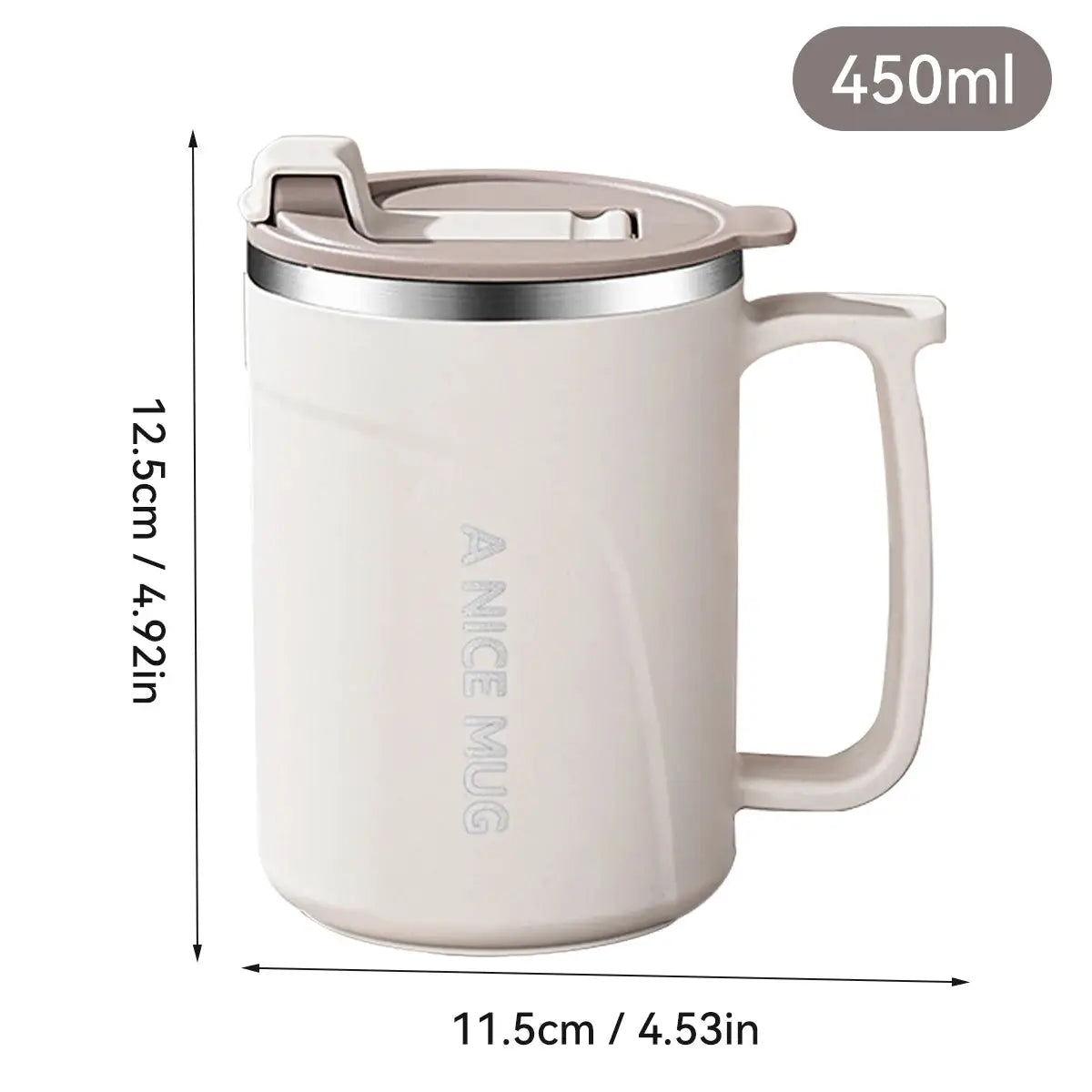 Double Wall Insulated 304 Stainless Steel Coffee Mug With Handle Leak Proof 500ml 16oz Drinkware For Adults And Students