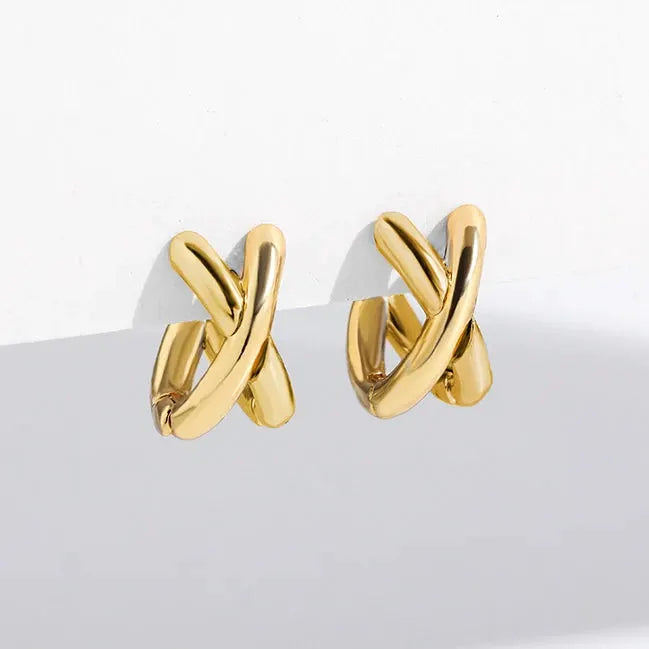Crisscross Gold Silver Tiny Huggie Hoop Earrings For Women Mini Geometric Cartilage Piercing Punk Jewelry